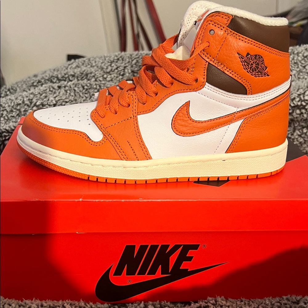Nike Men's Orange and White High-Top Sneakers